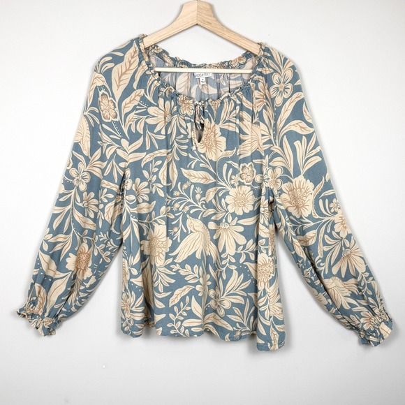 Patrons of Peace Tops - Patrons of Peace Boho Floral Blouse Long Sleeve Rayon M